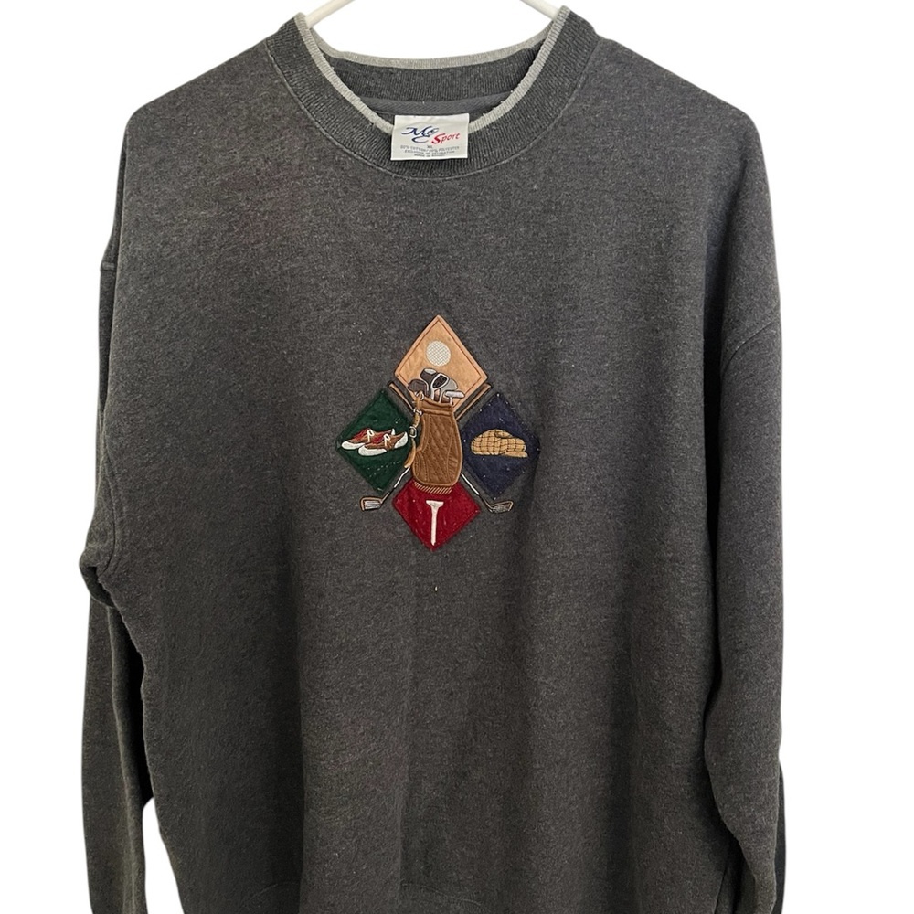 Vintage 90s Gray Embroidered Men's Sweater